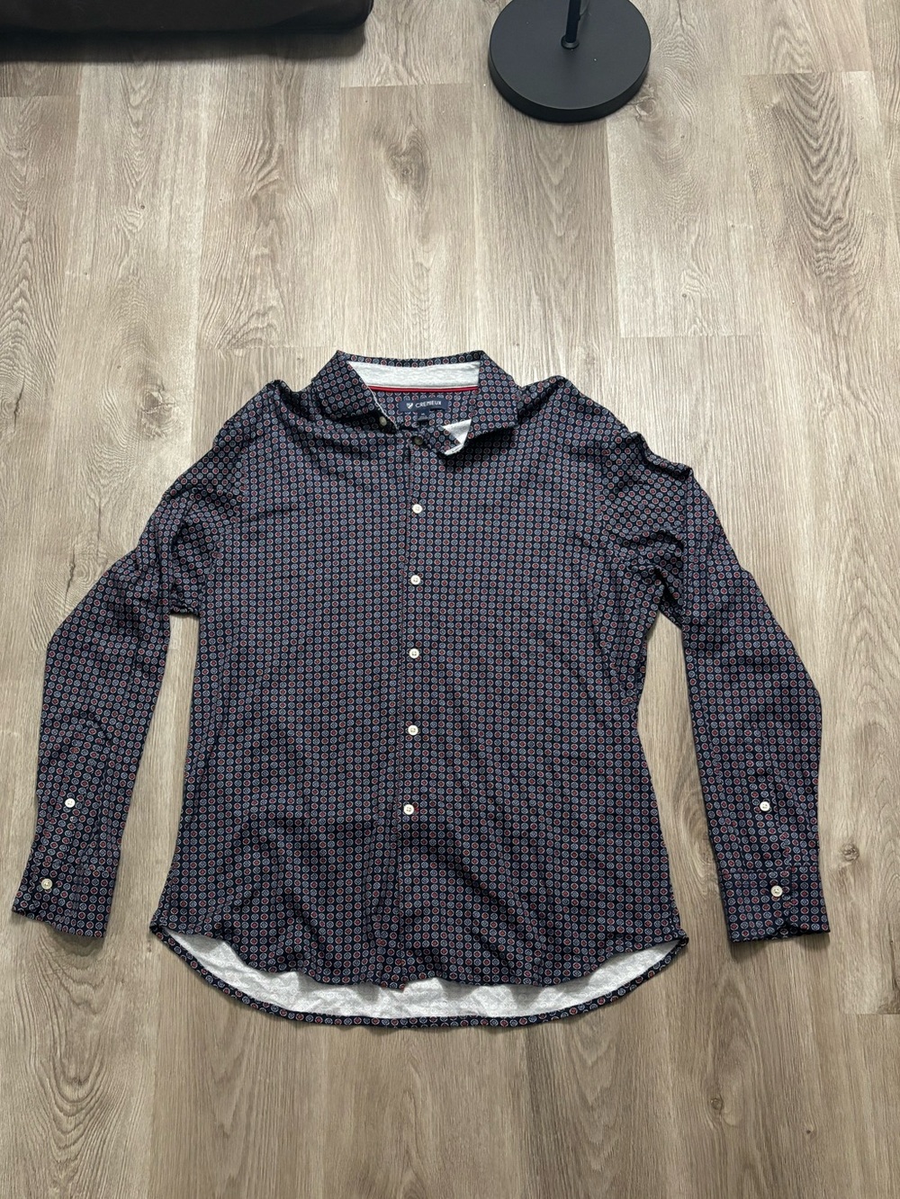 Daniel Cremieux Navy Button-Down Shirt with Red Micro-Pattern